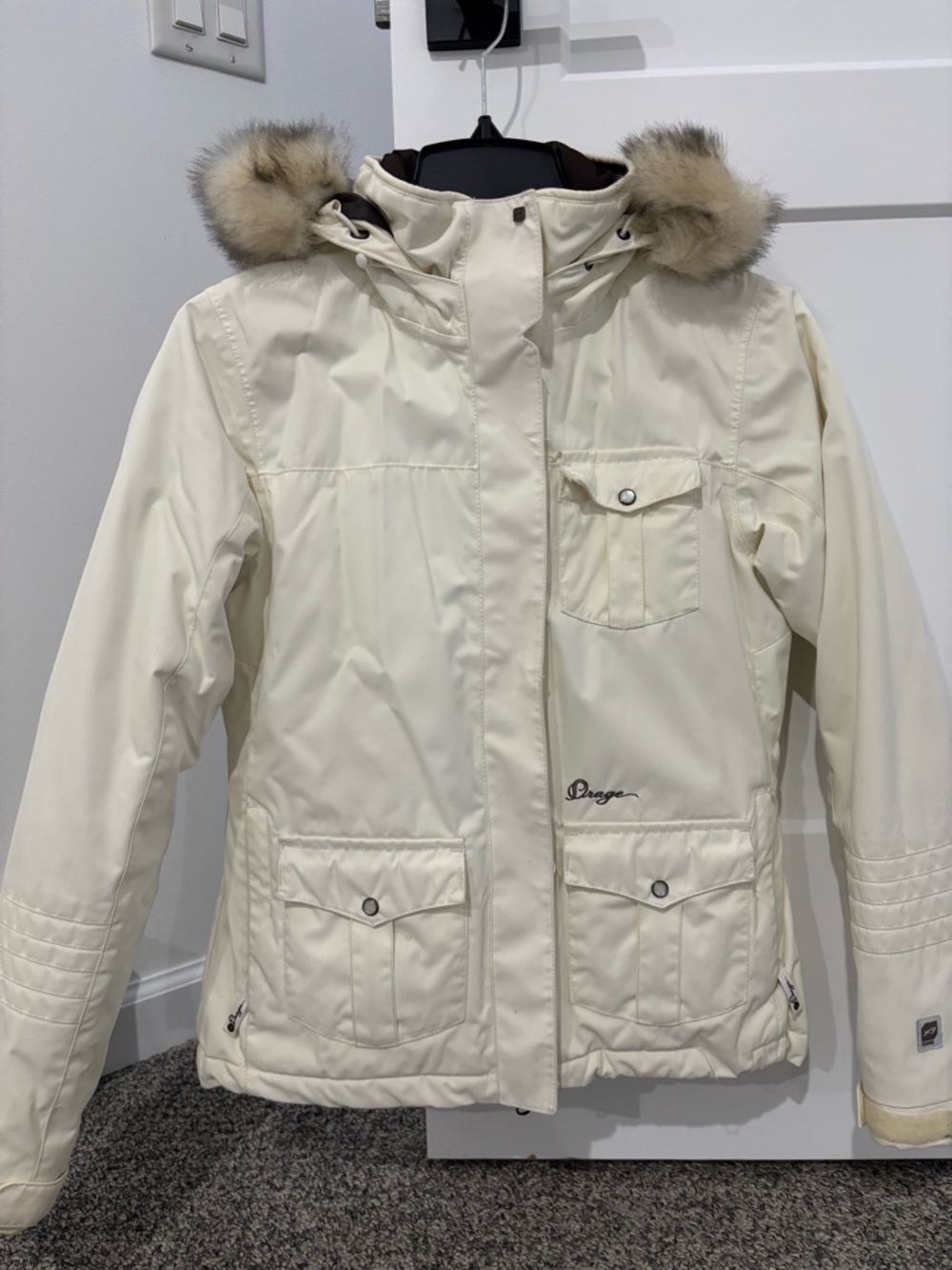 Orage Ivory and Brown Ski Jacket